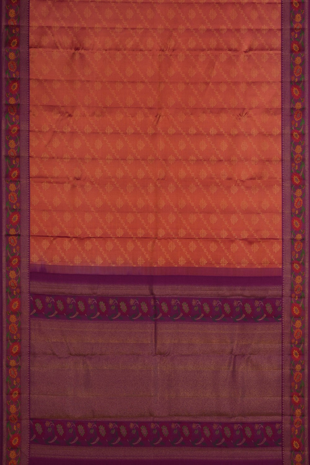 Image of Arani Silk Shimmering Rust Orange Saree
